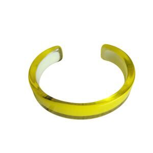 Vintage Cuff Bracelet Yellow Translucent Costume Jewelry